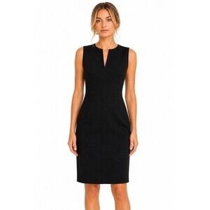 Theory Miyani Sheath Dress NWT Size 12 Black Wool Blend Minimalist Workwear
